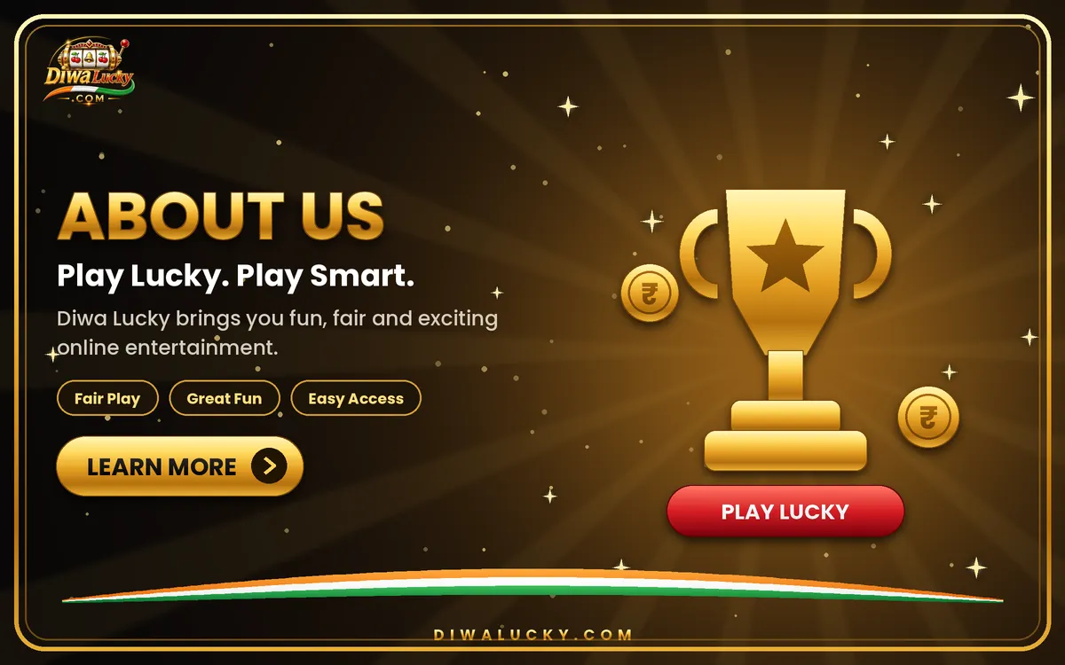 Diwa Lucky about us banner with team silhouettes and golden logo