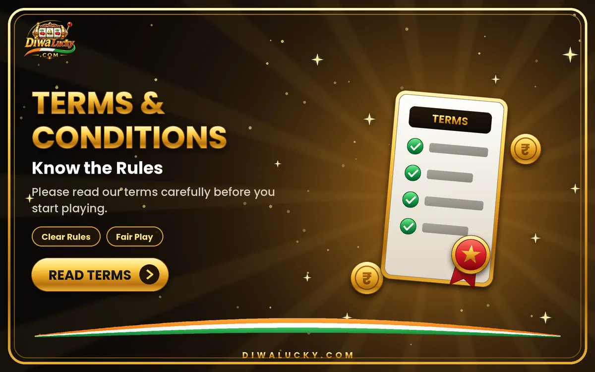 Diwa Lucky terms and conditions banner with rulebook and checklist